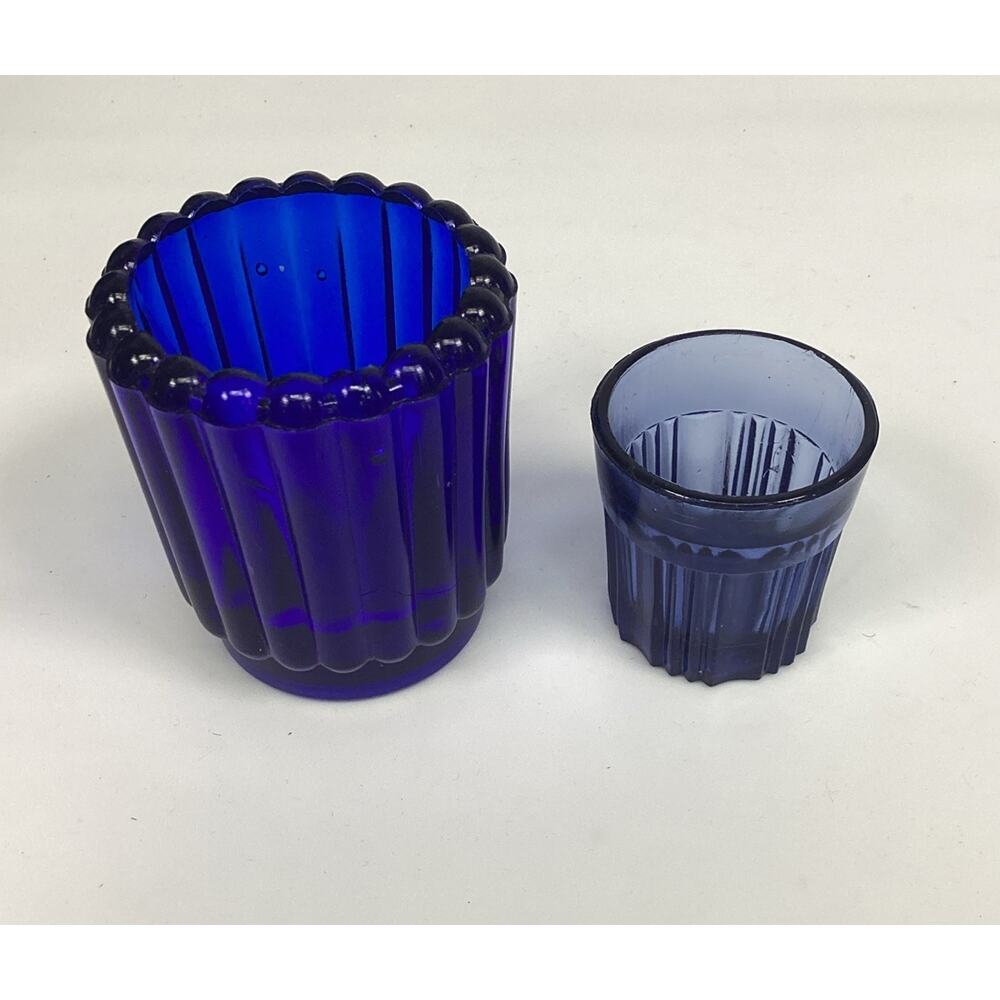 Set Of 2 Antique EAPG Cobalt & Blue Toothpick Holders